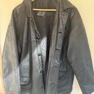 Rudsak Black Leather Jacket Vintage Quilted Lining